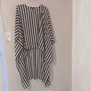 Black and White Asymmetrical Dolman Sleeve Tunic